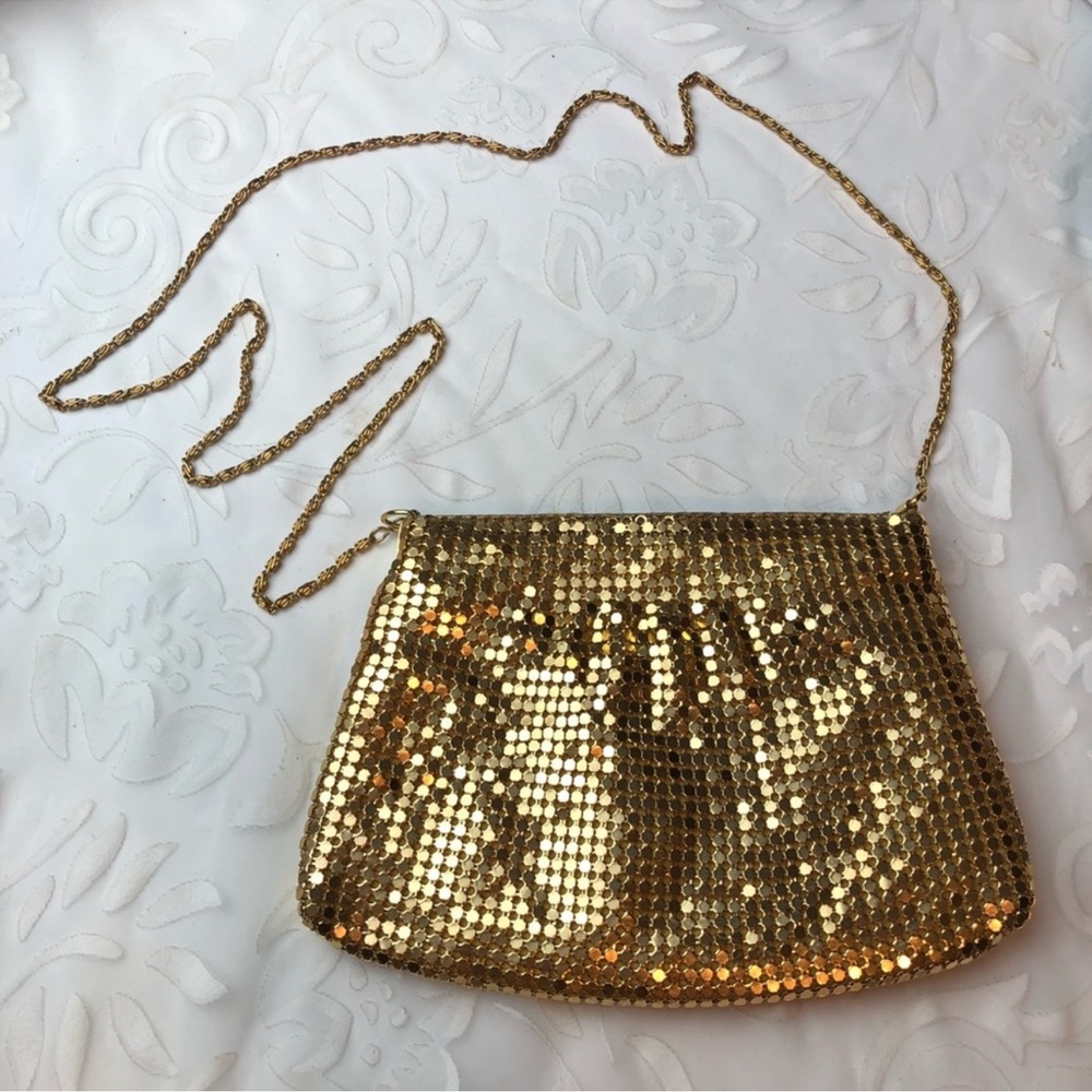 Gold Metal Mesh Chain Bag gold with golden wallet